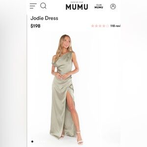 Show Me Your Mumu - Jodie Dress in Moss Green Luxe Satin
